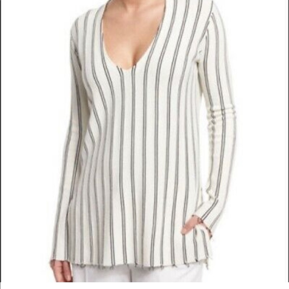 THEORY Haydren Prosecco Striped Stretch Knit Top